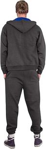 Haute qualité respirant hommes charbon bleu survêtement ensembles polaire deux pièces pull à capuche et pantalons de survêtement ensemble nouveau Style Slim Fit - Product Image 5