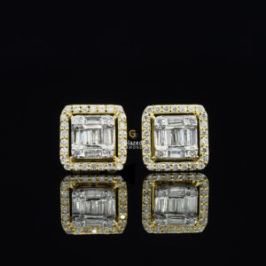 Magnifiques boucles d'oreilles en diamant avec diamants Moissanite et argent sterling 925 avec plaqué rhodium - Product Image 1