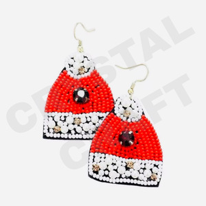 Pendientes colgantes rojos de Navidad recién llegados cuentas hechas a mano transfronterizas oro de moda creativo para fiestas estilo cristiano - Product Image 1