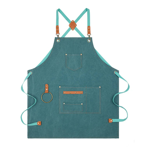 Custom Logo Kitchen Canvas <b>Apron</b> <b>Waterproof</b> Work Uniforms for Waiters/Waitresses Nail Technicians Grill Reusable Cotton Material - Product Image 2
