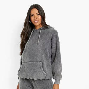 Conjunto de chándal de invierno lavado con ácido unisex-Pantalones de chándal acampanados de algodón transpirable con logotipo personalizado Sudadera con capucha a prueba de viento 2 uds XL de talla grande personalizada - Product Image 5