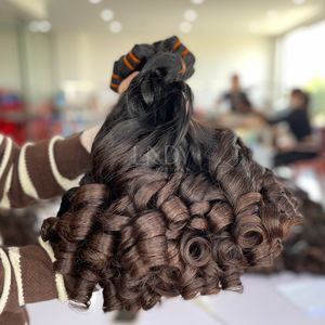 Pelo crudo de la mejor calidad, Punta marrón hinchable, color de cabello humano real con precio al por mayor - Product Image 4