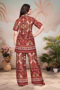 NUEVO CONJUNTO DE CORDÓN DE RAYÓN GRUESO CON ESTAMPADO DIGITAL MODERNO PARA USO EN OFICINA Y FIESTAS SOLO PARA NIÑAS ÉTNICAS SIN DUPATTA REVERSER - Product Image 5