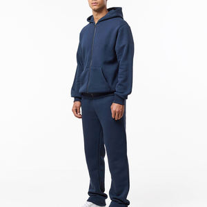 Conjunto de chándal holgado y pantalones de chándal de corte holgado con capucha y cremallera pesada para hombre con logotipo personalizado 100% de algodón pesado GSM de gran tamaño - Product Image 1