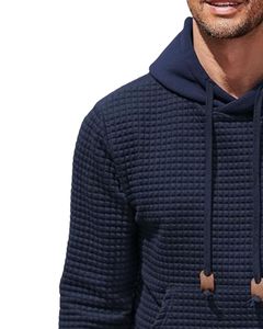 Sweat-shirt à capuche matelassé bleu marine pour homme, manches longues, décontracté, vêtement d'hiver avec poche kangourou et cordon de serrage réglable - Product Image 3