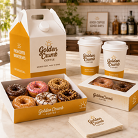 Boîtes à donuts personnalisées AT PACK avec fenêtre et poignée, emballages de boulangerie haut de gamme pour donuts, cafés et desserts