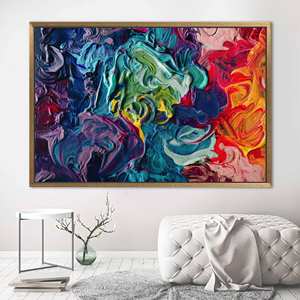Impresión en lienzo abstracta y vibrante: arte mural moderno con diseño contemporáneo, 1P: con marco dorado - Product Image 1