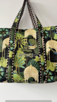 Sac fourre-tout en coton matelassé brodé fait main style bohème pour femme, avec fermeture ouverte/à glissière, sac à bandoulière, sac de voyage week-end grande taille, couleur unie