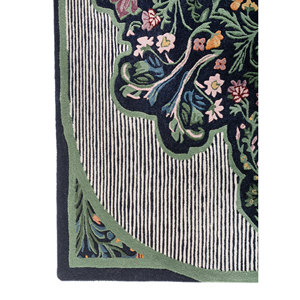 Alfombra de Lana Azul Nebulora Tnc-1512, Tejida a Mano, Diseño Floral Clásico, para Sala de Estar, Pasillo, Rectangular, 10 mm, Viscosa - Product Image 4