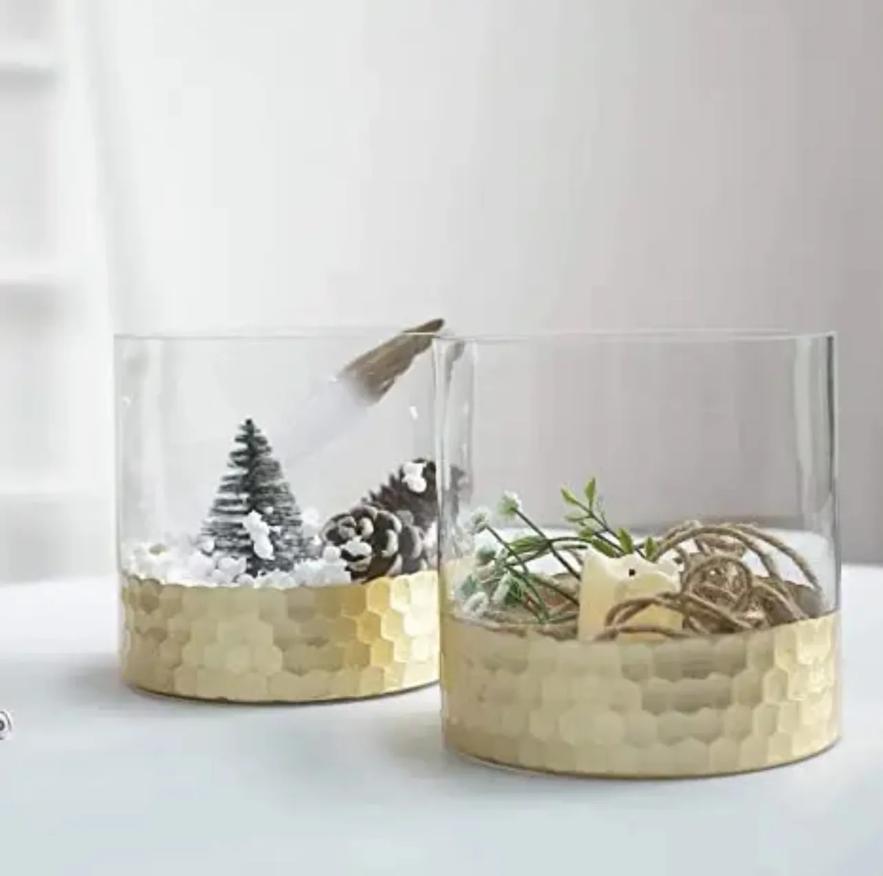 Cam silindirik lüks çiçek vazolar tasarımcı altın ve gümüş üsleri ile ev dekorasyon ve restoran dekorasyon için kullanılan