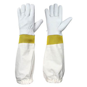 2025 Venta de fábrica Mejor calidad Gris Cuero Largo Algodón Malla Puño Guantes de apicultura Empuñaduras transpirables para abeja Cultura Cabra - Product Image 1