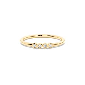 Elegantemente diseñado 0,04 quilates peso 18K 14K oro sólido corte redondo laboratorio cultivado anillos de diamantes letra H código Morse anillo inicial - Product Image 4