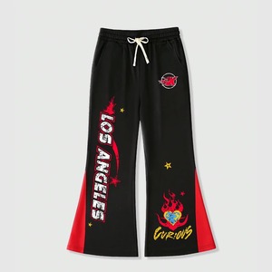 2025 Pantalones de chándal con estampado personalizado para hombre Joggers de pierna acampanada con cordón de alta calidad con diseño de letra impresa - Product Image 1