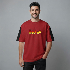 T-shirt Homme Premium 100% Coton Haute Qualité, Coupe Oversize Ample Hip Hop Épaules Tombantes, 180 Grammes, Logo Imprimé DTF Personnalisé – Nouvelle Collection - Product Image 1