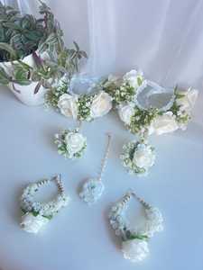 Accesorios de Novia Blancos para Mujer, Conjuntos Artesanales Antiguos para Celebraciones de Mayon Haldi, Joyería Gajra de Cuarzo - Product Image 3