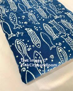 Tela estampada con bloque azul índigo tela Dabu por yarda tela de algodón azul índigo indio que hace Dess y más - Product Image 1