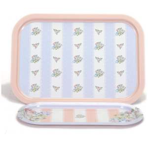Bandeja Rectangular Metálica de 285x400 mm con Diseño Floral de Rosas, Acabado Lacado, Grado Doméstico, Segura para Contacto con Alimentos - Product Image 1