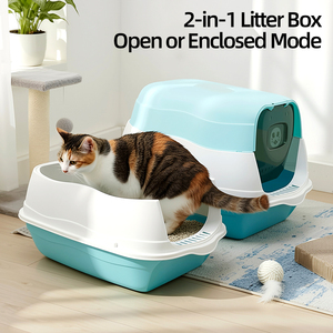 กระบะทรายแมวแบบมีฝาปิดสีฟ้า ยี่ห้อ Poland Stock รุ่น Blue Hooded Cat Litter Box 180 แบบเปิดหรือแบบปิด พร้อมที่ตักทรายแมว จัดส่งเร็วในยุโรป - Product Image 3