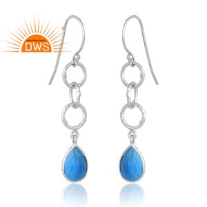 Pendiente de piedras preciosas de turquesa Natural Chapado en paladio de plata de ley de último diseño, joyería de diseño personalizado para mujer, regalo para ella - Product Image 3