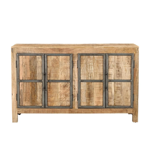 Buffet extensible en bois massif de manguier vintage industriel, design moderne pour cuisine, salle à manger, salon, salle de bain, utilisation en extérieur - Product Image 1