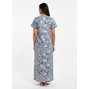 Camisón Largo Estampado Cómodo para Mujer, Marca Alpine, Tejido de Sarga, Mangas Cortas, Bolsillos Laterales, Talla XL, Ropa de Dormir - Product Image 2