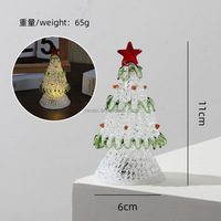 Figurine de sapin de Noël en verre lumineux, veilleuse de bureau artisanale, décoration de maison, veilleuse de sapin de Noël en verre