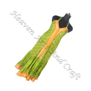 <b>Hippy</b> Boho Elegant Color Printed Vintage Silk Sari Fabric Women's Dress <b>Top</b> Selling Fashionable Casual Evening Dresses At Lowest - Product Image 3