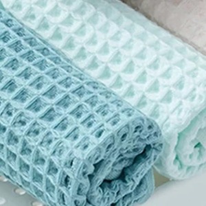 Serviettes de bain en coton gaufré, couleur unie, rectangulaires, moelleuses, pour usage domestique, taille adulte - Product Image 6