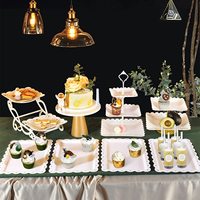 Supports à cupcakes à 3 étages, plateau à biscuits, tour de service et plateau, vaisselle pour mariage, baby shower, fête du thé, fournitures de table