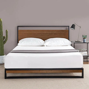Lit mural double de style vintage avec cadre en acier inoxydable durable, panneaux en bois, design simple, couleur Mu En, pour chambre à coucher et salon - Product Image 1