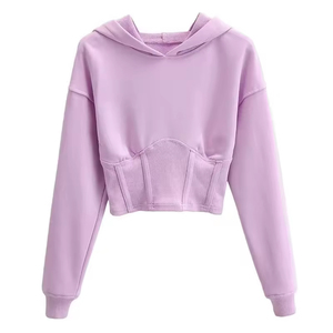 New Winter Loose <b>Crop</b> <b>Top</b> <b>Hoodies</b> Cotton Thick Quick Dry Custom logo Breathable Women's <b>Crop</b> <b>Top</b> <b>Hoodies</b> Wholesale 2025 - Product Image 1