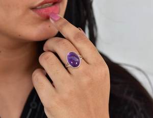 Silver Amethyst Oval Split Band Ring 925 Sterling Silver Handmade Gemstone Jewelry Wholesale Bulk Order Brand Jewelry Statement - Product Image 1