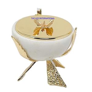 ฝาทองเหลืองทรงปีกผึ้งชุบทองขาตั้งชามหินอ่อนสีขาวอุปกรณ์ตกแต่งบ้านคอลเลกชันล่าสุด - Product Image 1