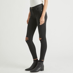 Overol de mezclilla recto informal para mujer, ropa de calle negra de cintura alta y baja con bolsillos, pantalones de moda OEM transpirables - Product Image 2