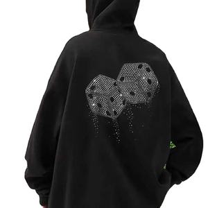Vente en gros de sweat à capuche d'hiver avec logo brodé sur mesure marque privée coton strass haute qualité polaire coupe normale pull pour hommes - Product Image 1
