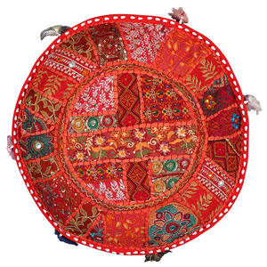 Housse de pouf de sol Boho faite à la main pour décor de salon tissé multicolore Patchwork pouf étui broderie repose-pieds décoratif - Product Image 2