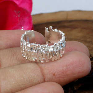 92.5 Sterling <b>Silver</b> Fine Jewelry Adjustable <b>Thumb</b> <b>Ring</b> Turquoise and Natural Stone Set Rhodium Plated Gemstone <b>Rings</b> for Gift - Product Image 4