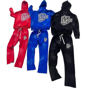 Ensemble survêtement vintage personnalisé avec sweat-shirt et pantalon de jogging, impression sérigraphique, délavage à l'acide, survêtement pour homme - Product Image 3