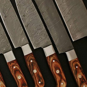 2024 haute qualité professionnel Style japonais damas acier 7 pièces cuisine Chef ensemble éplucher manche en bois pour fruits légumes - Product Image 3