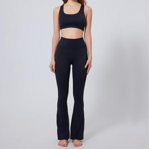 ชุดสปอร์ตบราและกางเกงทรงบานสำหรับเล่นโยคะของผู้หญิงชุดออกกำลังกายแบบ2ชิ้นเอวสูงเป็นมิตรกับสิ่งแวดล้อม - Product Image 6