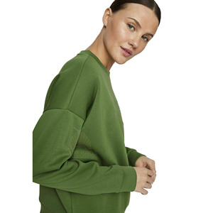 Sweat-shirt à col rond pour femme personnalisé, décontracté, en molleton français, surdimensionné, avec des patchs usés, logo imprimé sur le devant, 100% coton - Product Image 5