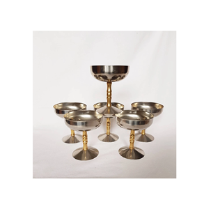 Juego de 2 tazas de latón para servir helados, taza para servir postres en hoteles y restaurantes del mejor exportador de artesanía de la India - Product Image 2