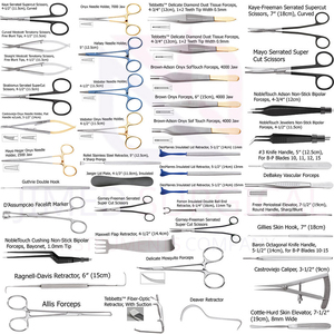 Ensemble de base de chirurgie plastique professionnelle en gros 43 pièces Kit d'instruments de lifting du visage Vinyard de chirurgie générale manuelle en acier inoxydable - Product Image 3