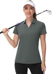 Polo en polyester à impression couleur personnalisée vêtements pour femmes polo de sport à manches courtes et à séchage rapide t-shirt pour tenue décontractée unisexe - Product Image 4
