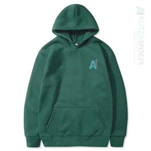 Sweat à capuche athlétique confortable avec logo de marque brodé proéminent teint uni pour les entraînements d'hiver en solde - Product Image 5