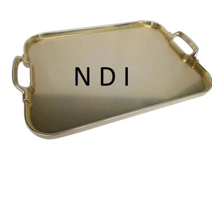 Finition nickelée plateau de serveur de meilleure qualité pour la cuisine utilisation de la restauration plateaux de serveur de nourriture vaisselle Table décorative Tary - Product Image 2