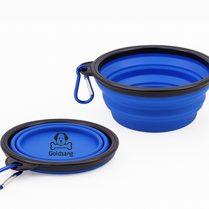 Logo kustom 350ml dapat dilipat TPE mangkuk anjing bepergian dengan karabiner Food Grade BPA bebas makanan portabel untuk mendaki berkemah & hewan peliharaan - Product Image 1