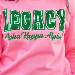 Sudadera de Invierno 2026 de la Hermandad Griega Pink Legacy, Letras de Chenilla Verdes en la Parte Delantera, Sudadera Cómoda para Mujer, Ropa de Calle Universitaria a la Moda - Product Image 5