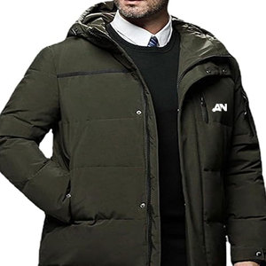 Veste longue d'hiver matelassée à capuche pour homme, avec logo personnalisé imprimé, col montant, design élégant et tendance, prix bas - Product Image 5