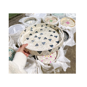 Plateau de service en nacre au design floral exquis, artisanat écologique, décoration d'intérieur haut de gamme, tailles personnalisées 15cm-100cm - Product Image 3